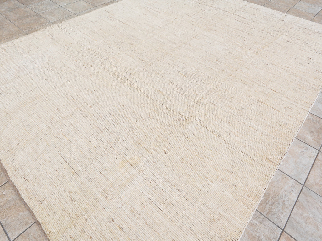 9x12 Ft Beige Moroccan Rug - Hand Knotted Wool Area Rug
