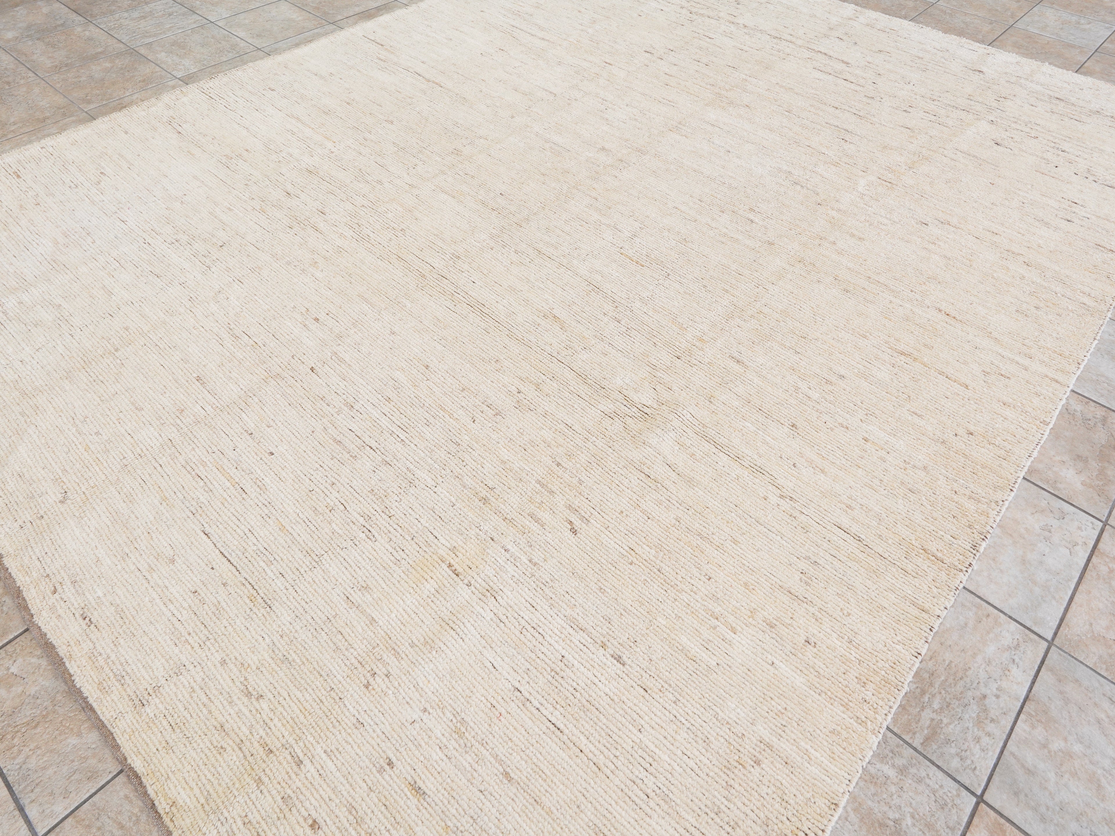 9x12 Ft Beige Moroccan Rug - Hand Knotted Wool Area Rug