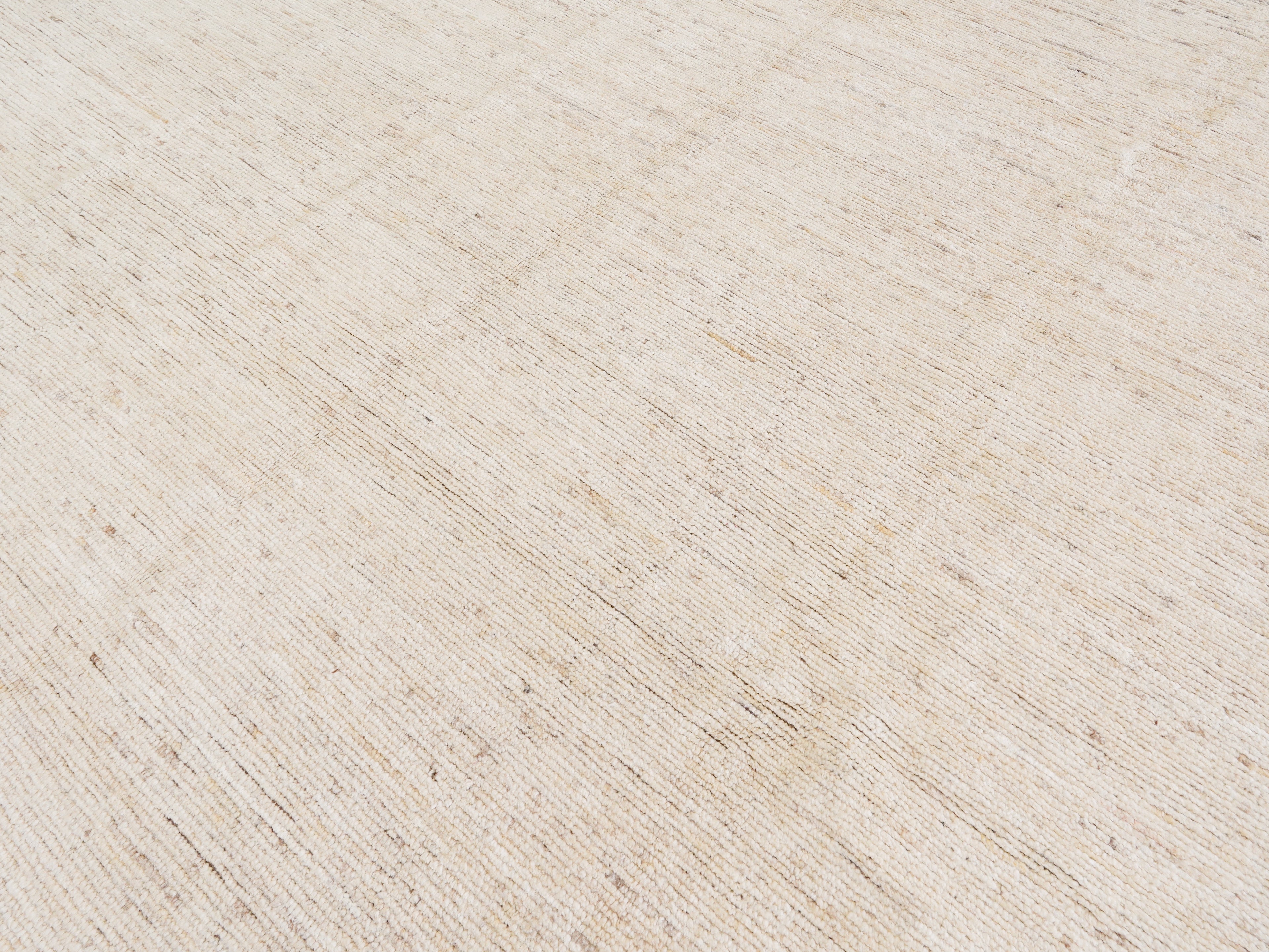 9x12 Ft Beige Moroccan Rug - Hand Knotted Wool Area Rug