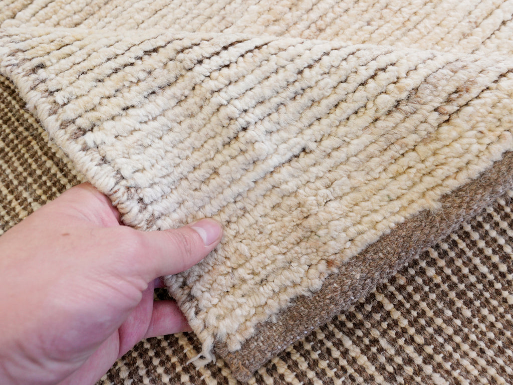 9x12 Ft Beige Moroccan Rug - Hand Knotted Wool Area Rug