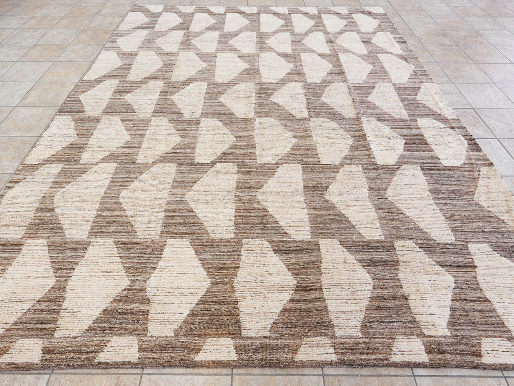 9x12 Ft Beige Moroccan Rug - Hand Knotted Wool Area Rug