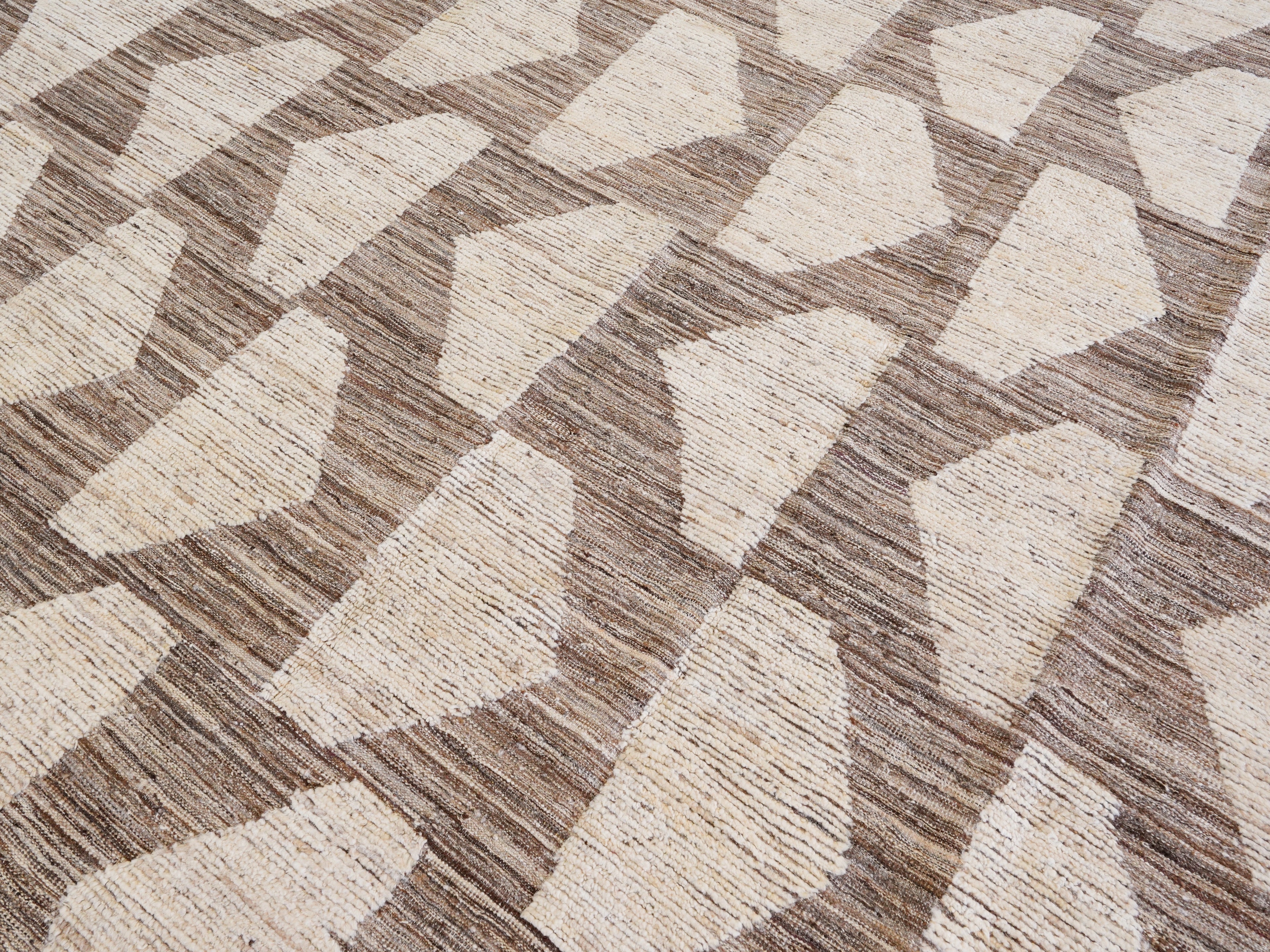 9x12 Ft Beige Moroccan Rug - Hand Knotted Wool Area Rug