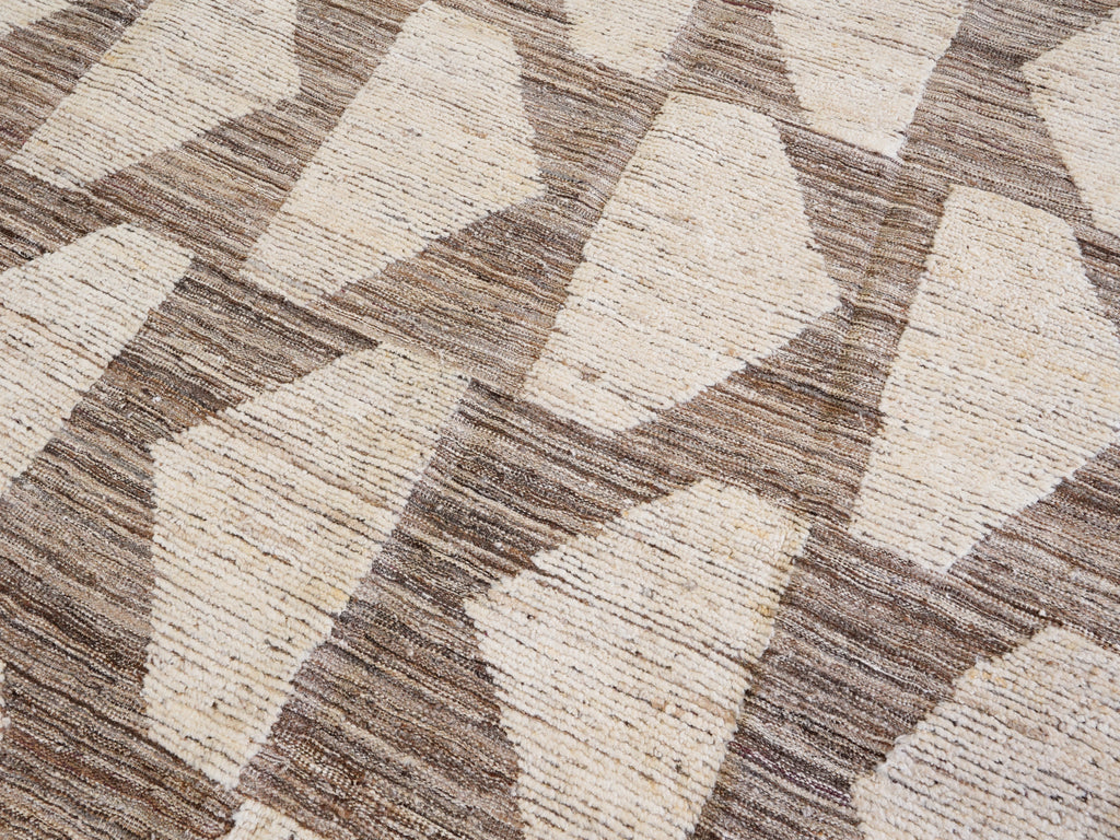 9x12 Ft Beige Moroccan Rug - Hand Knotted Wool Area Rug