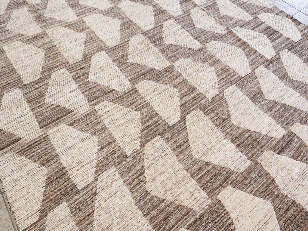 9x12 Ft Beige Moroccan Rug - Hand Knotted Wool Area Rug