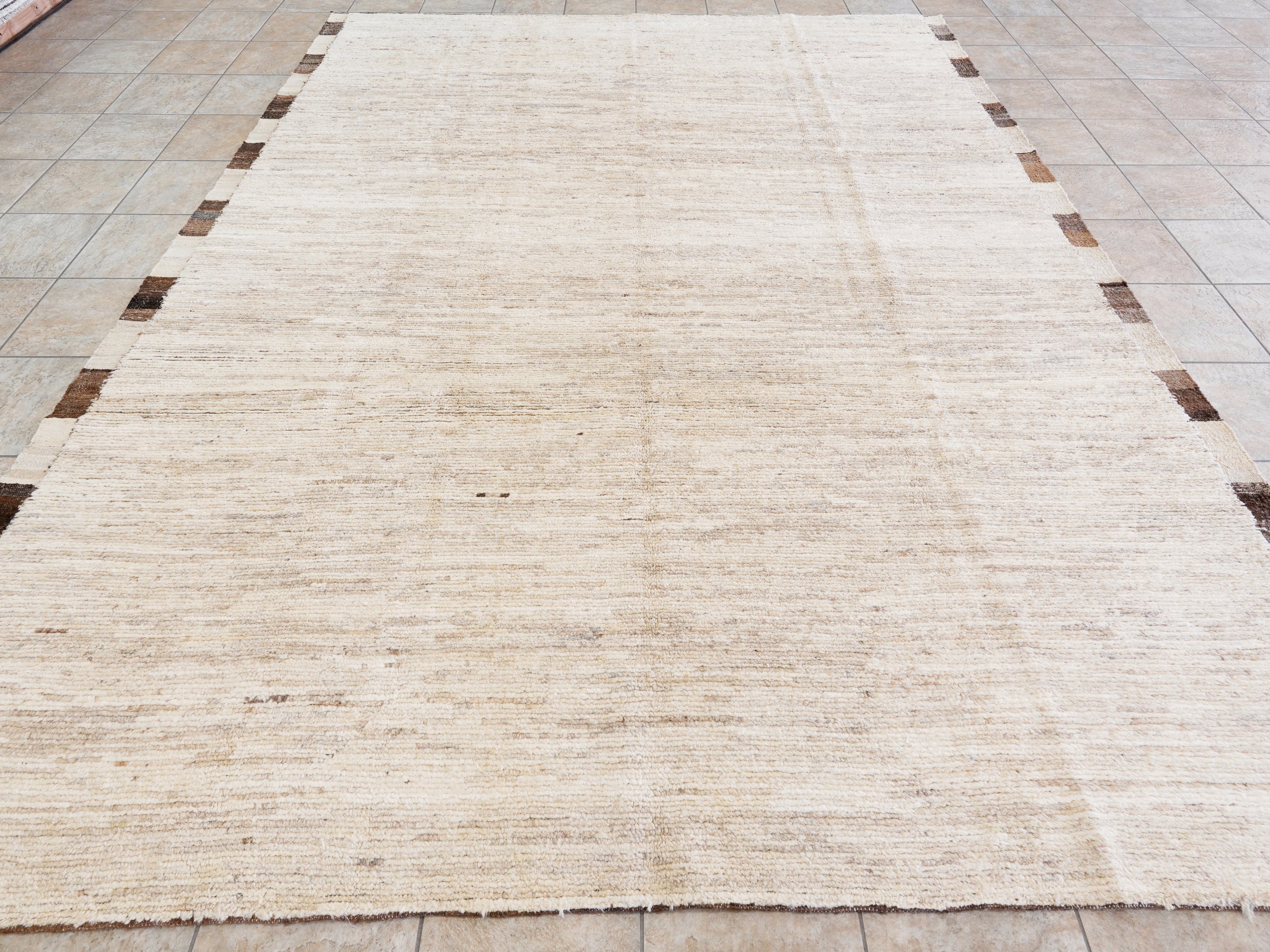 9x12 Ft Beige Moroccan Rug - Hand Knotted Wool Area Rug