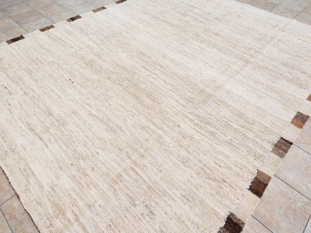9x12 Ft Beige Moroccan Rug - Hand Knotted Wool Area Rug