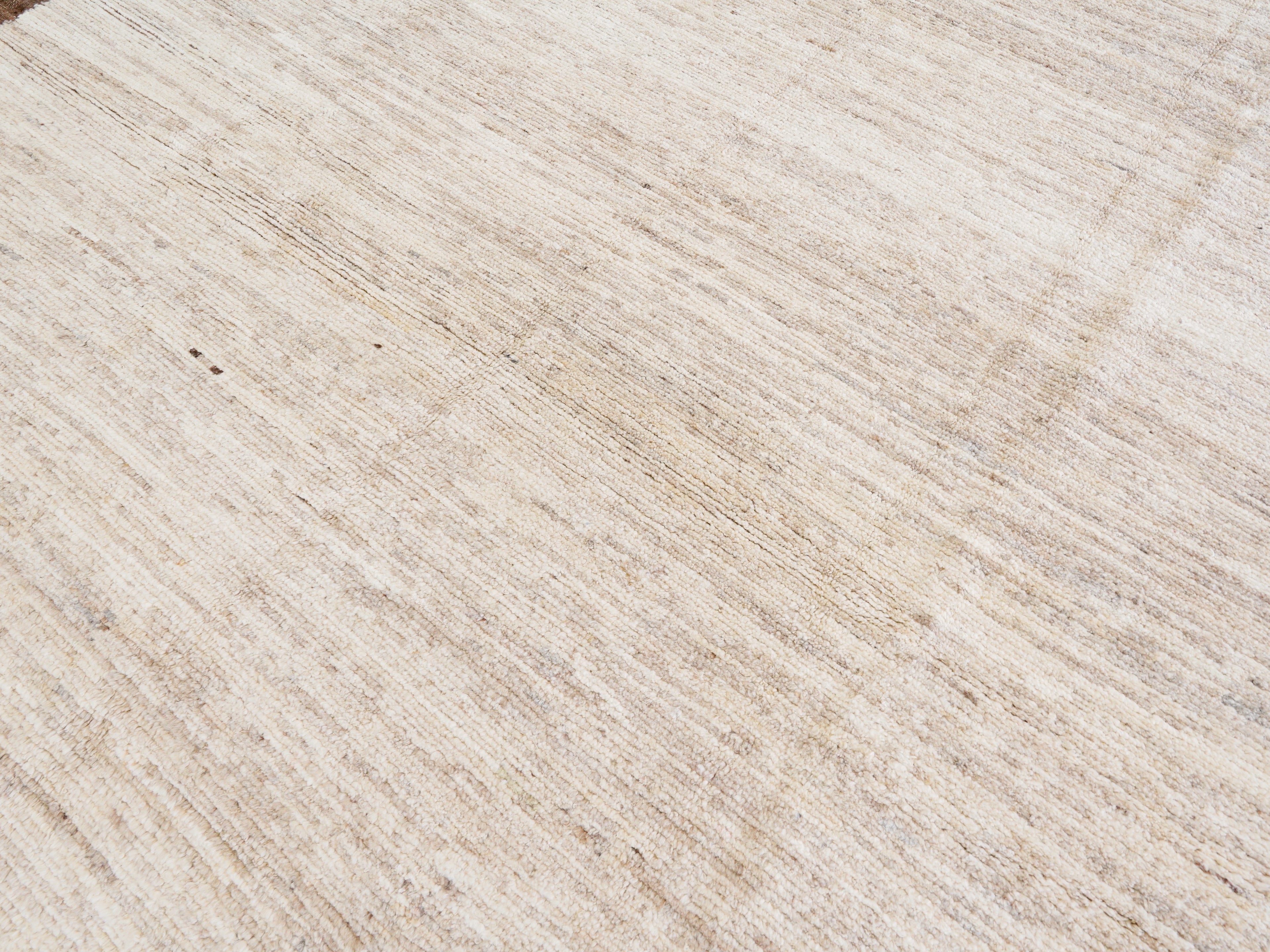 9x12 Ft Beige Moroccan Rug - Hand Knotted Wool Area Rug
