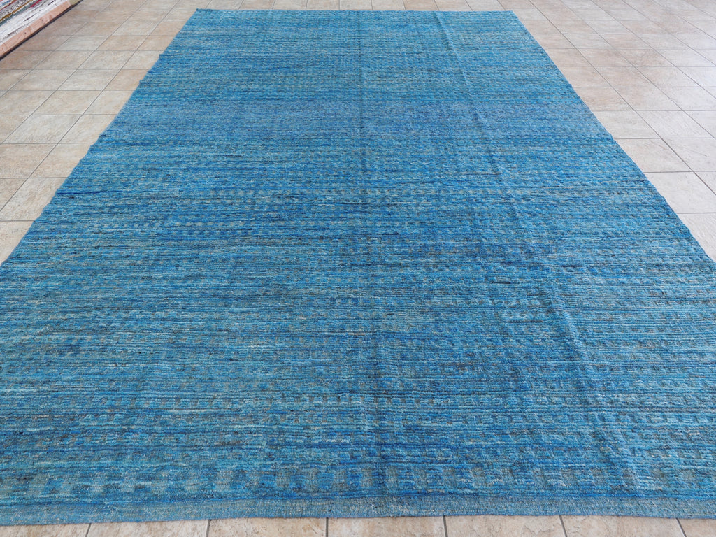 10x14 Ft Blue Moroccan Rug - Contemporary Area Rug