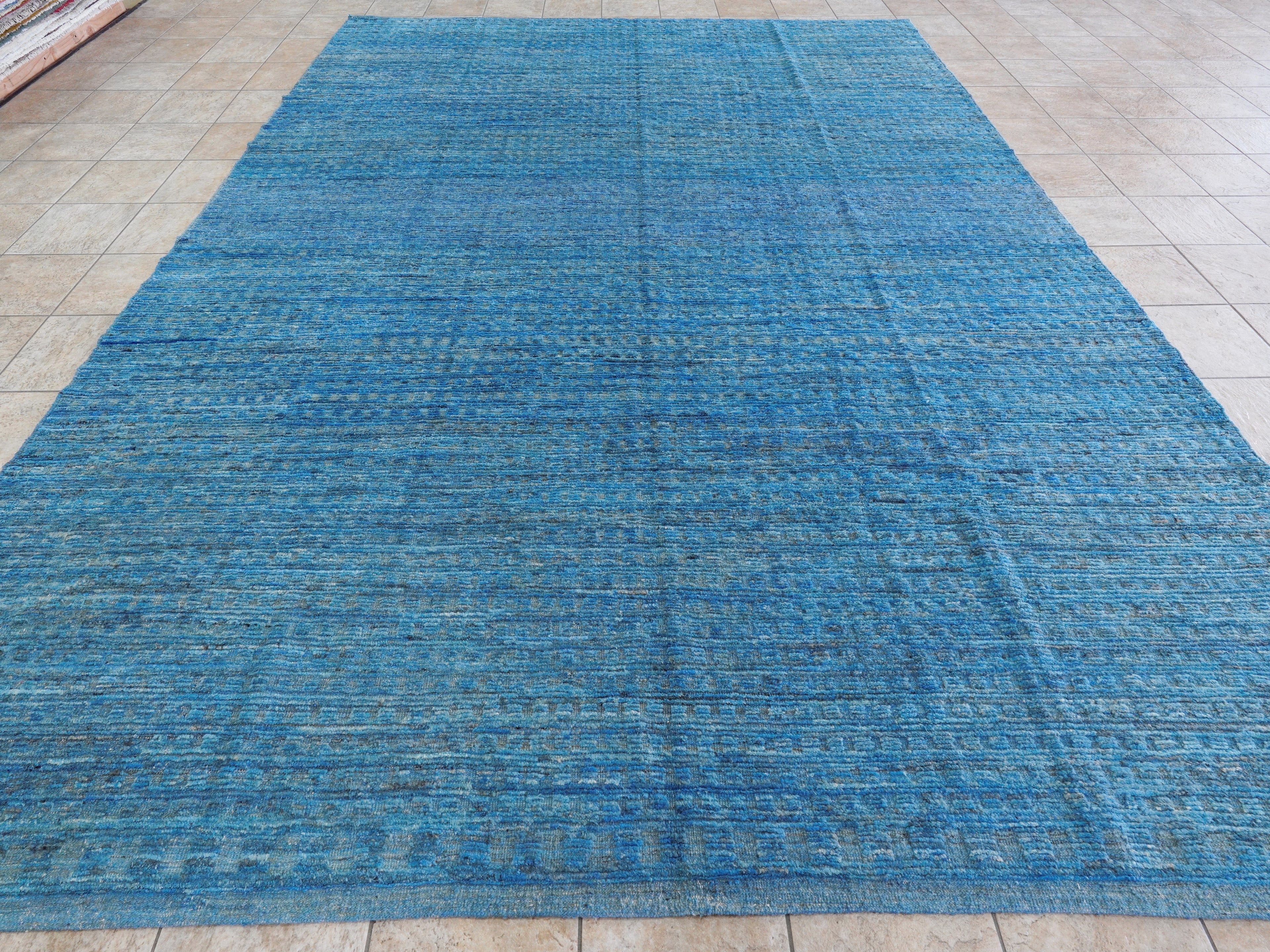 10x14 Ft Blue Moroccan Rug - Contemporary Area Rug