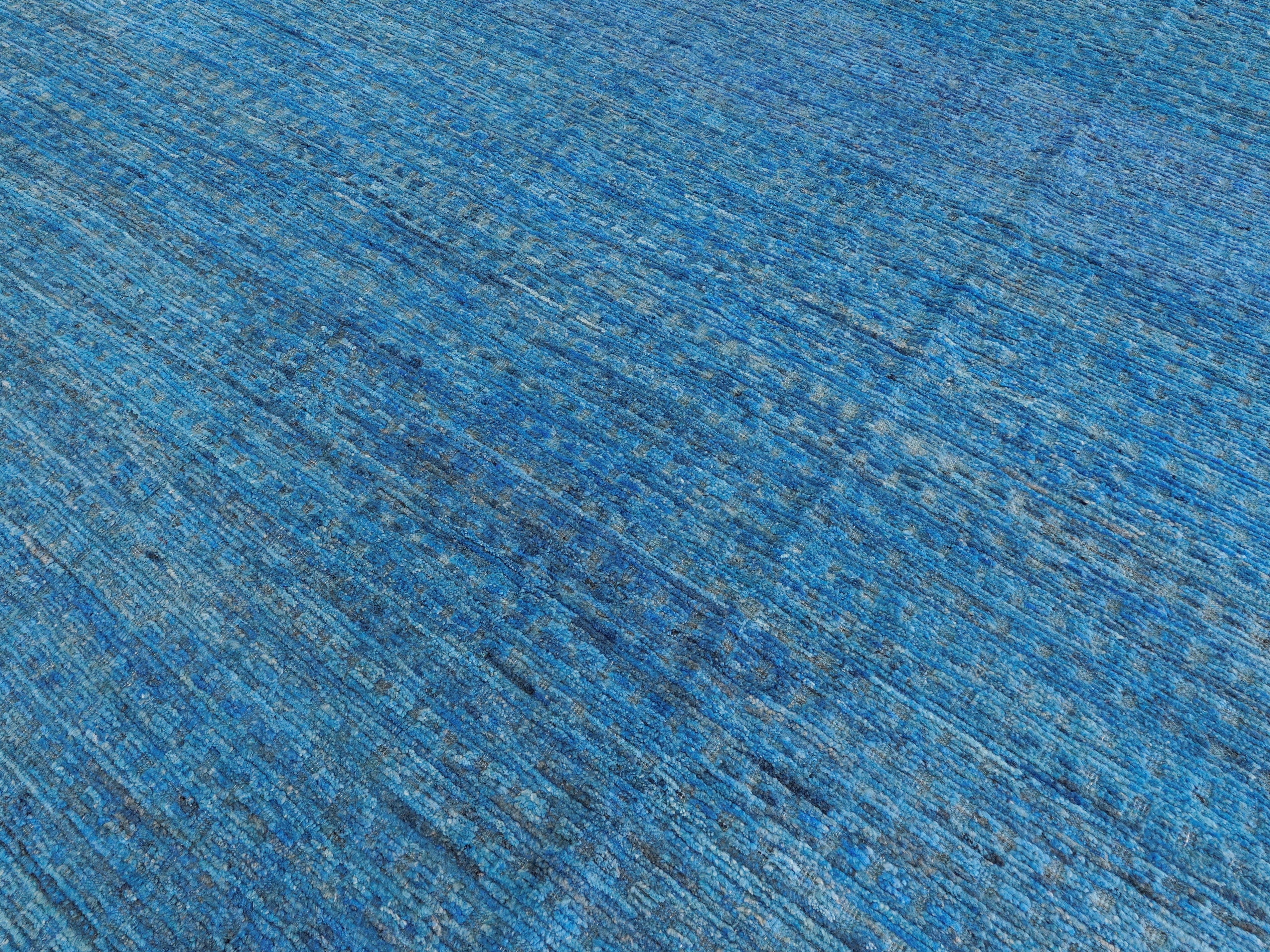 10x14 Ft Blue Moroccan Rug - Contemporary Area Rug