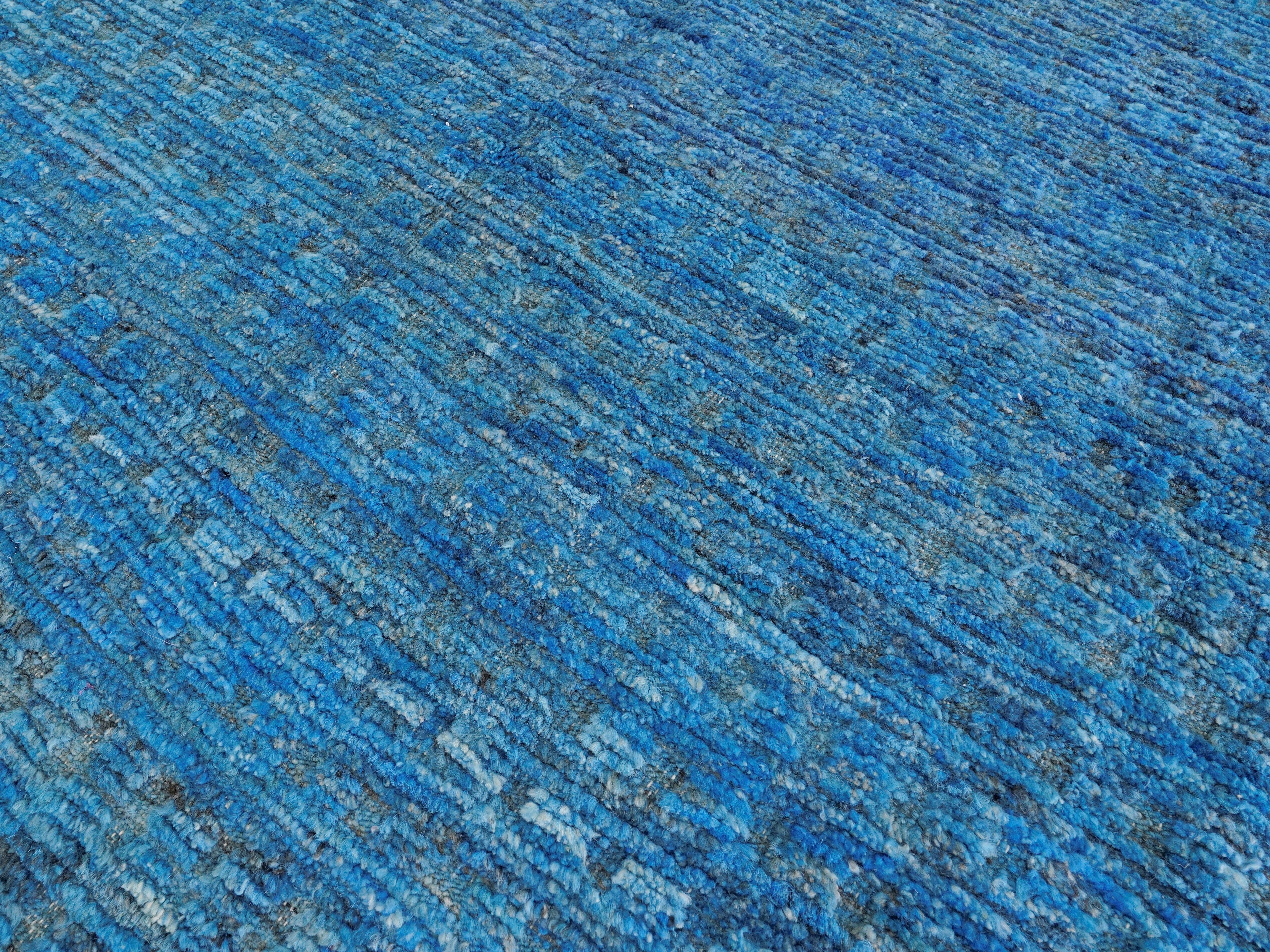 10x14 Ft Blue Moroccan Rug - Contemporary Area Rug