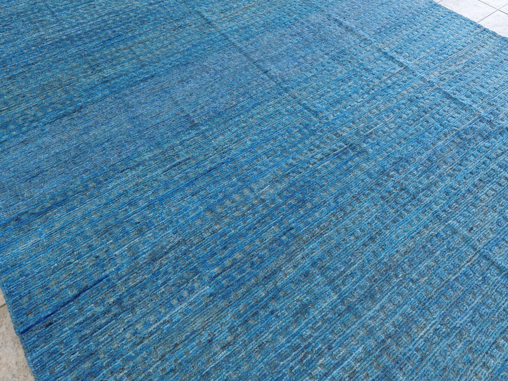 10x14 Ft Blue Moroccan Rug - Contemporary Area Rug