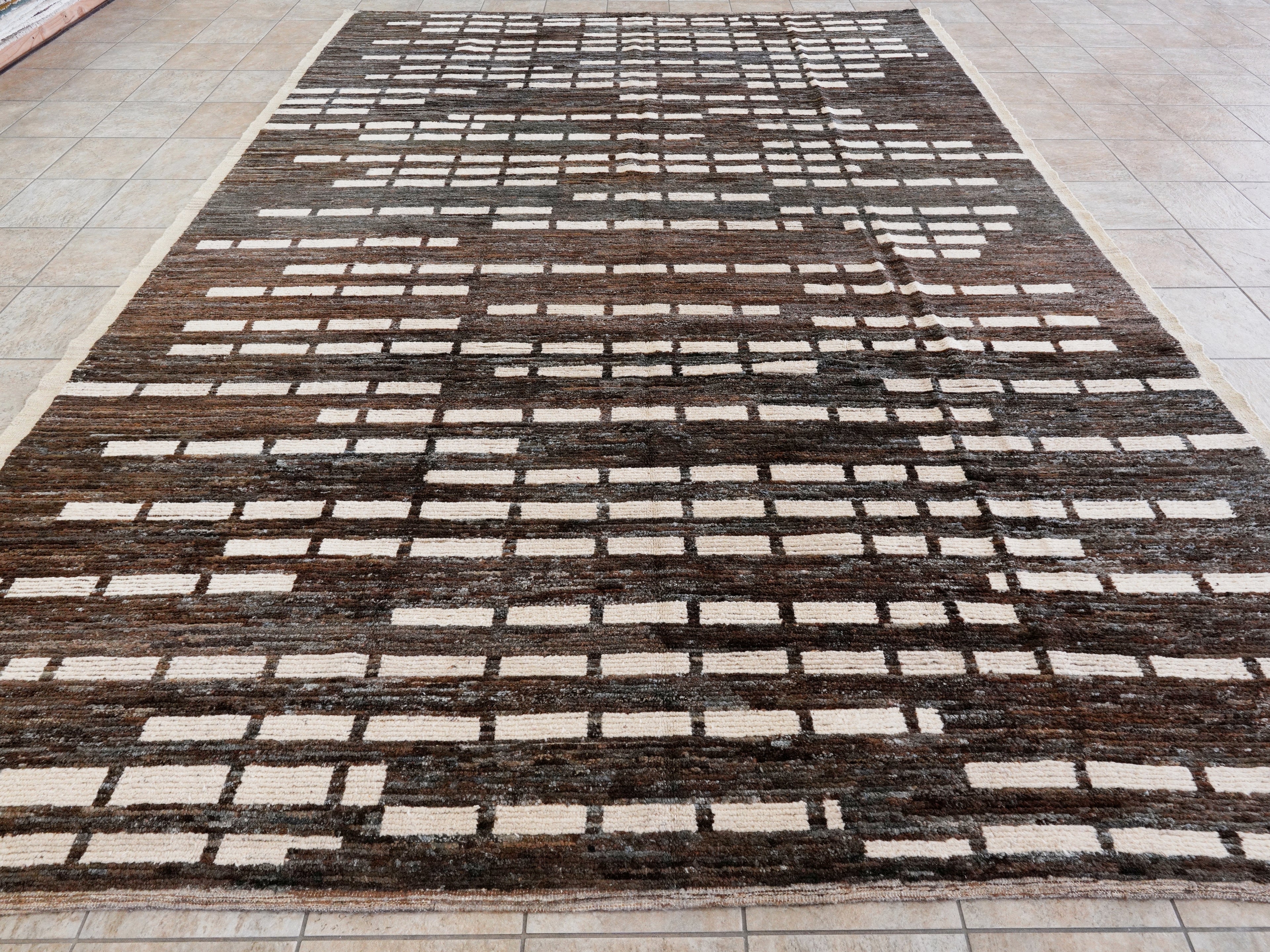 10x14 Ft Brown Moroccan Rug - Afghan Handmade Wool Rug