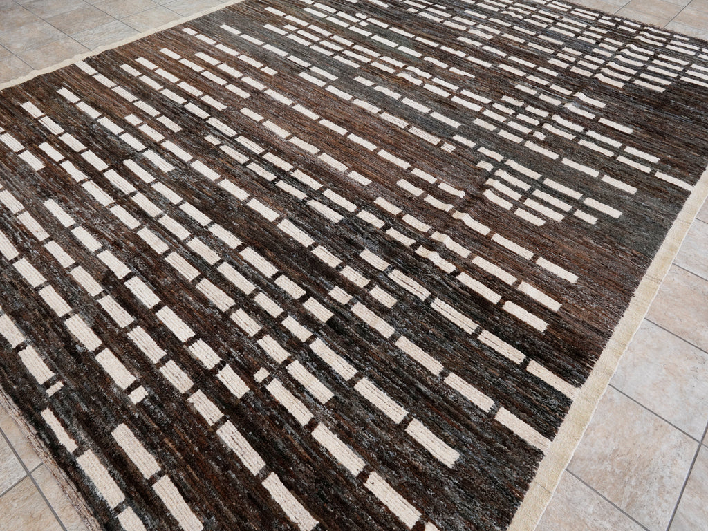 10x14 Ft Brown Moroccan Rug - Afghan Handmade Wool Rug