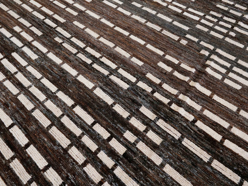 10x14 Ft Brown Moroccan Rug - Afghan Handmade Wool Rug
