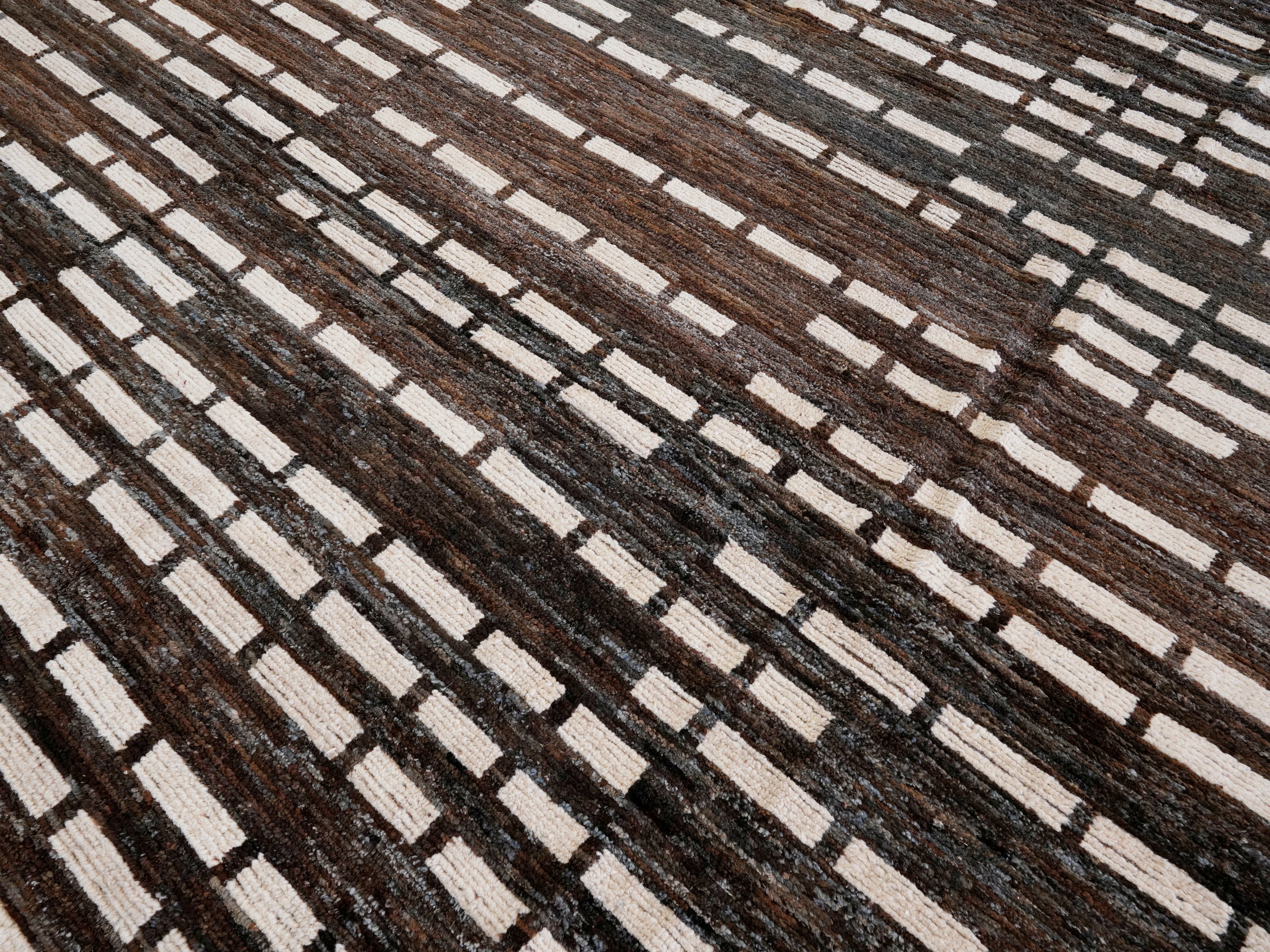 10x14 Ft Brown Moroccan Rug - Afghan Handmade Wool Rug