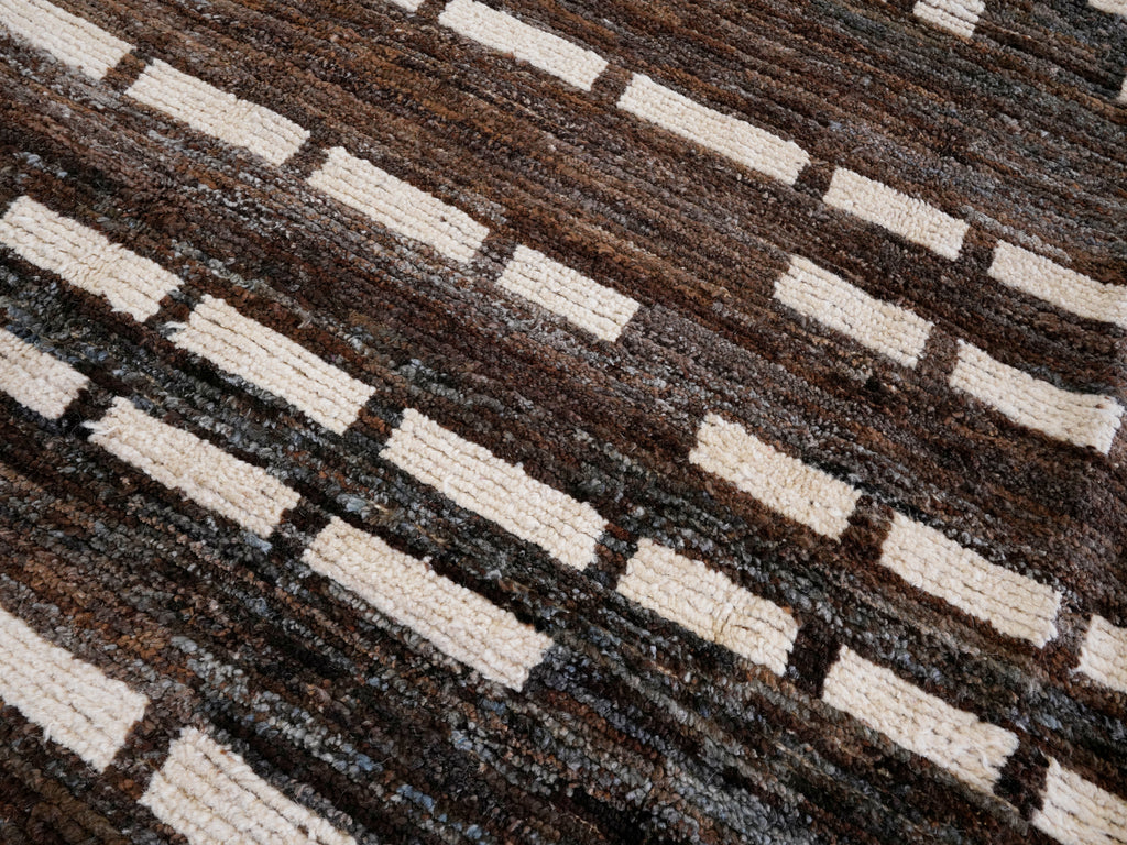 10x14 Ft Brown Moroccan Rug - Afghan Handmade Wool Rug