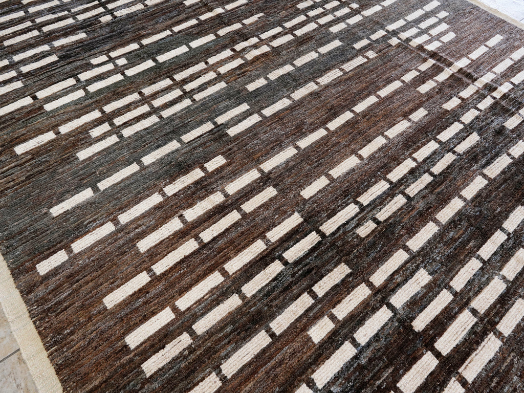 10x14 Ft Brown Moroccan Rug - Afghan Handmade Wool Rug