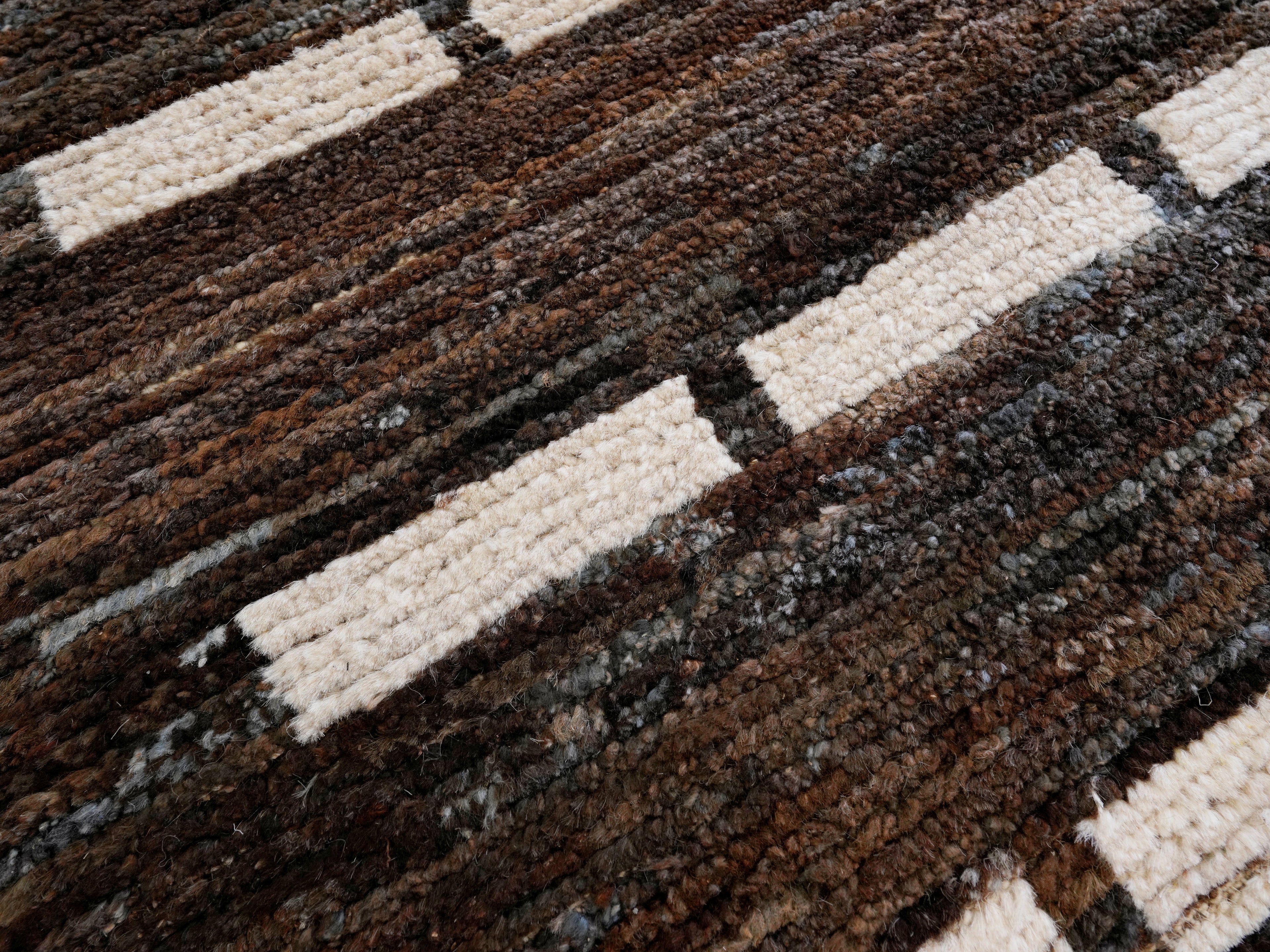 10x14 Ft Brown Moroccan Rug - Afghan Handmade Wool Rug
