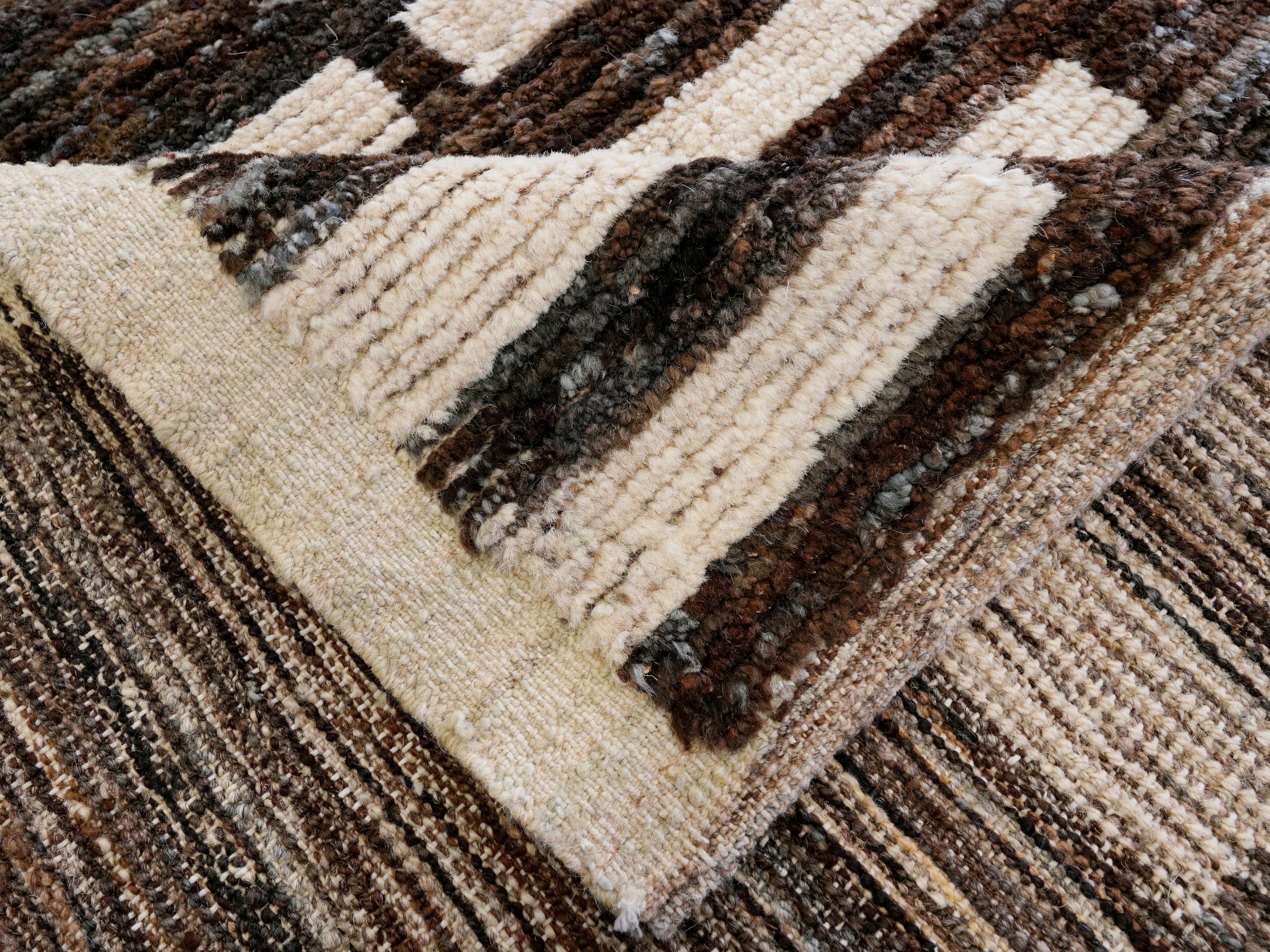 10x14 Ft Brown Moroccan Rug - Afghan Handmade Wool Rug