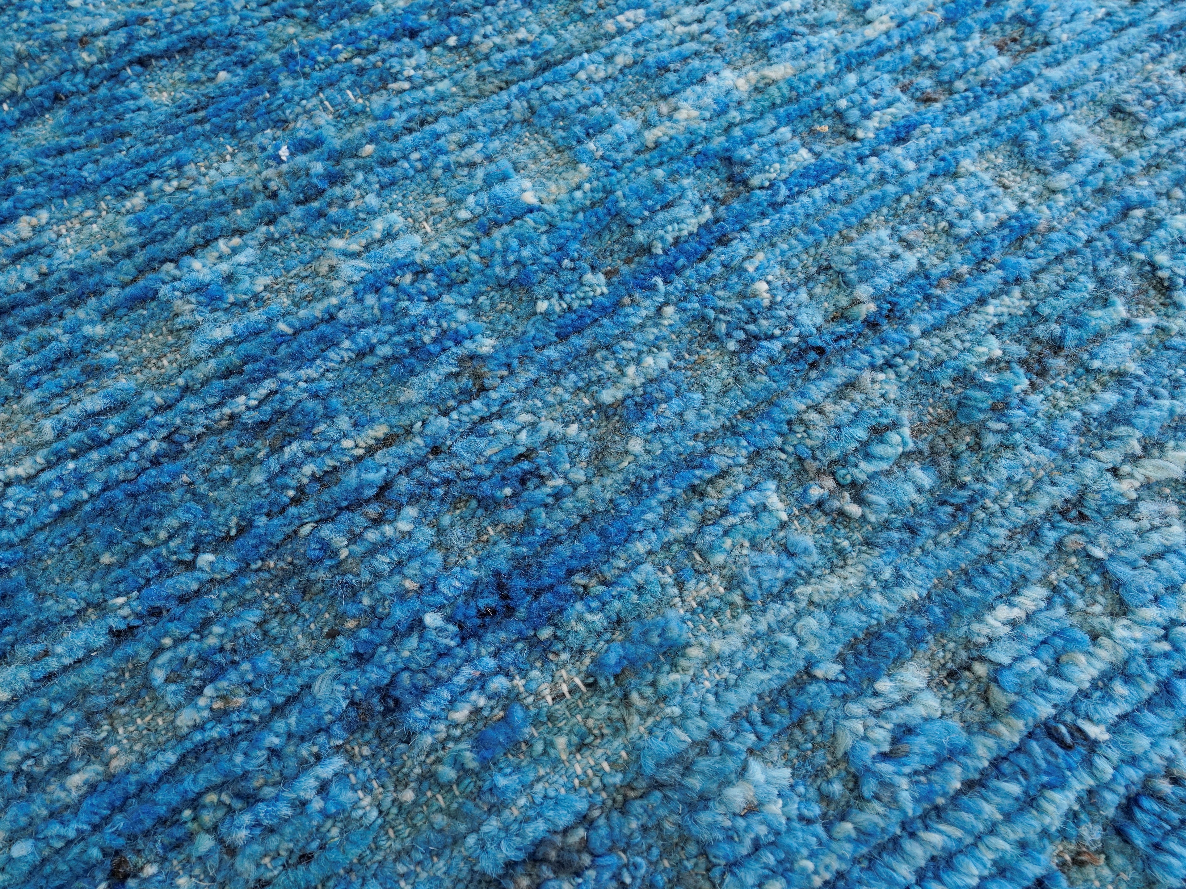 11x14 Ft Blue Moroccan Rug - Contemporary Area Rug