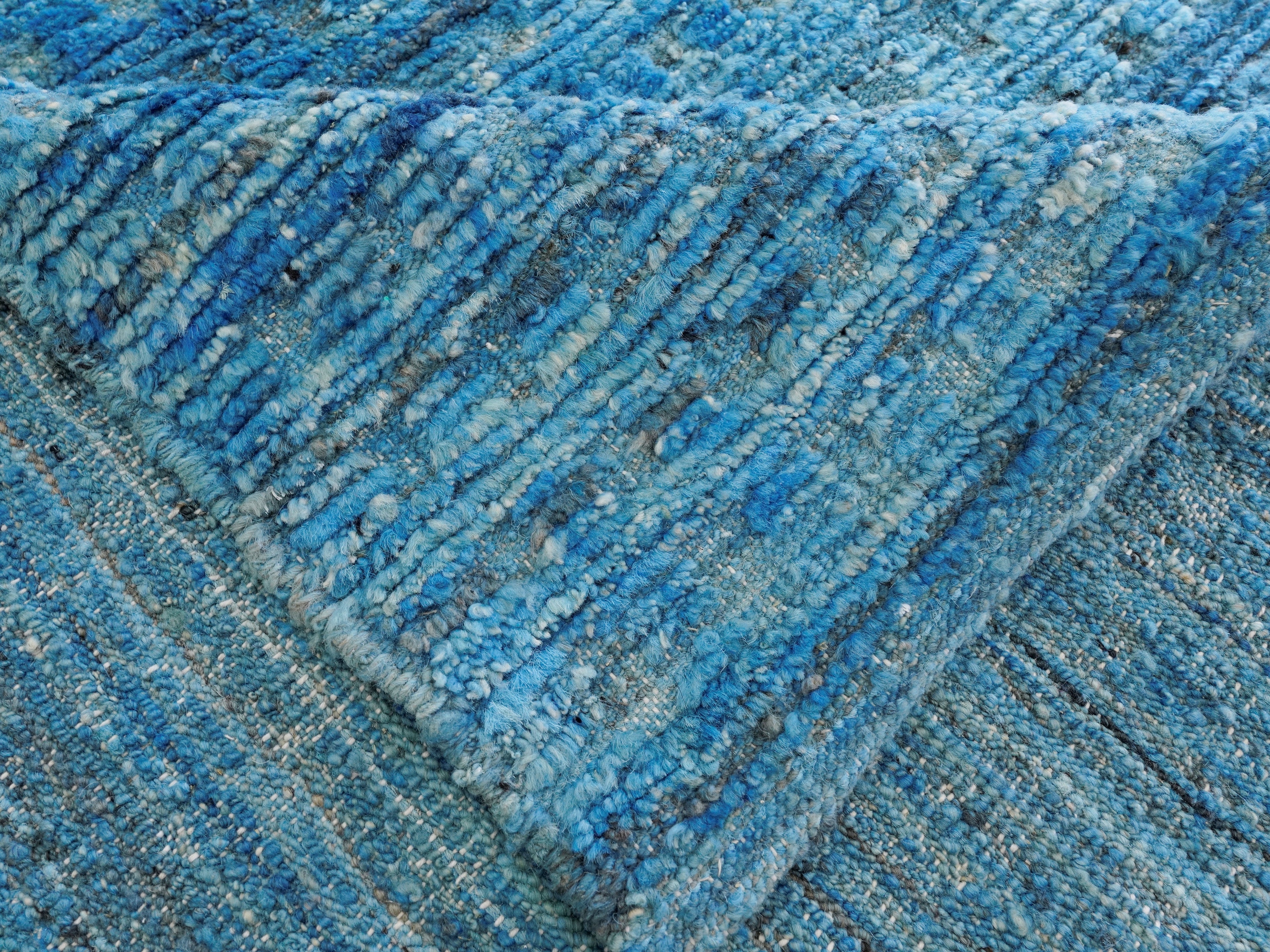 11x14 Ft Blue Moroccan Rug - Contemporary Area Rug