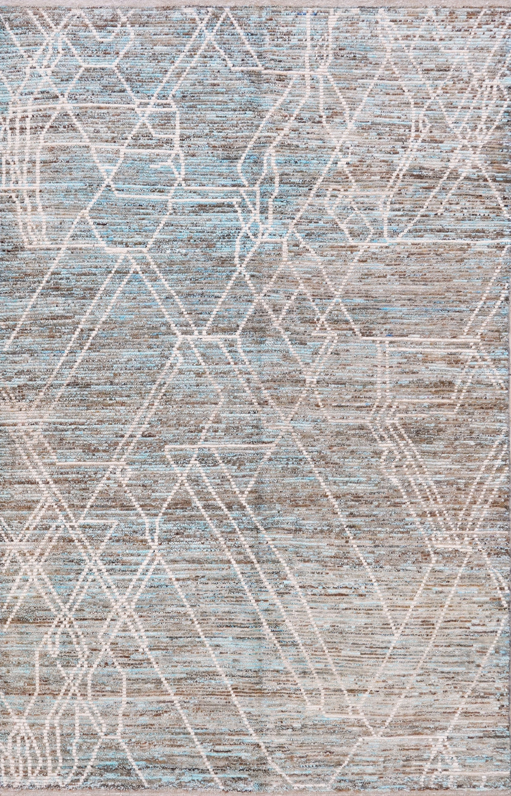 6x10 Ft Blue & Brown Moroccan Rug - Hand Knotted Area Rug