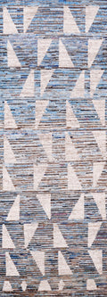 10 Ft Blue Moroccan Runner Rug - Hand Knotted Afghan Rug