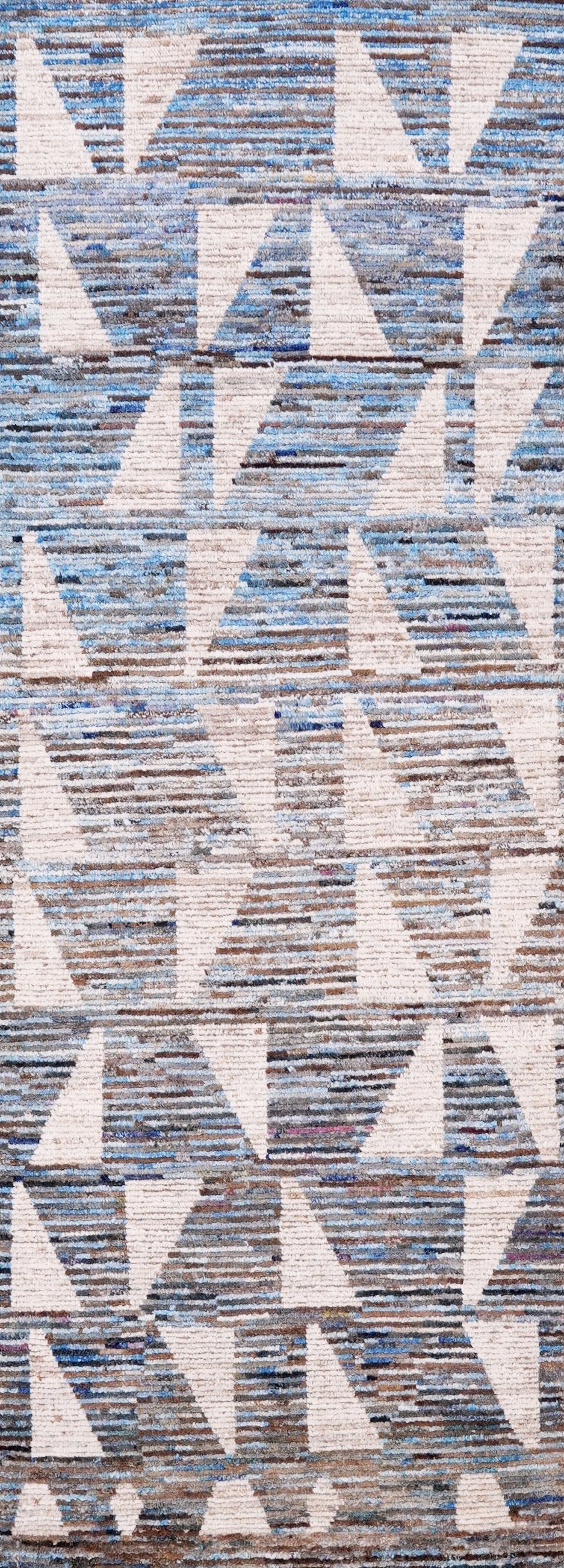 10 Ft Blue Moroccan Runner Rug - Hand Knotted Afghan Rug