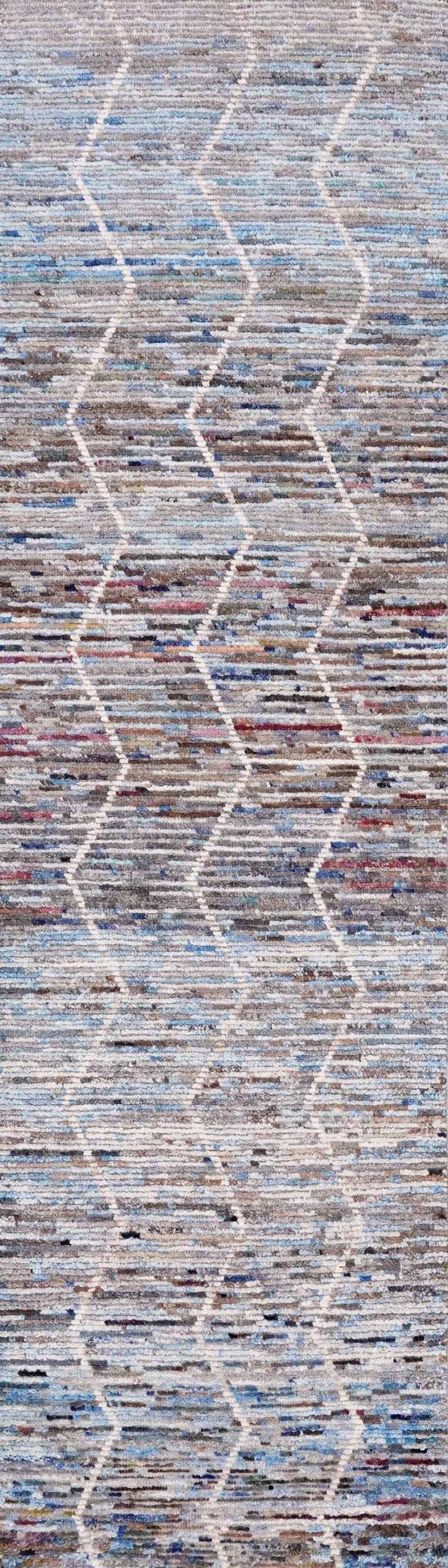 10 Ft Blue Moroccan Runner Rug - Hand Knotted Afghan Rug