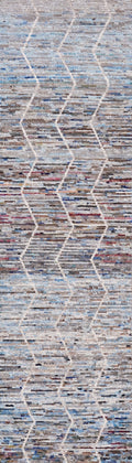 10 Ft Blue Moroccan Runner Rug - Hand Knotted Afghan Rug