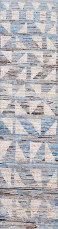 12 Ft Blue Moroccan Runner Rug - Hand Knotted Afghan Rug