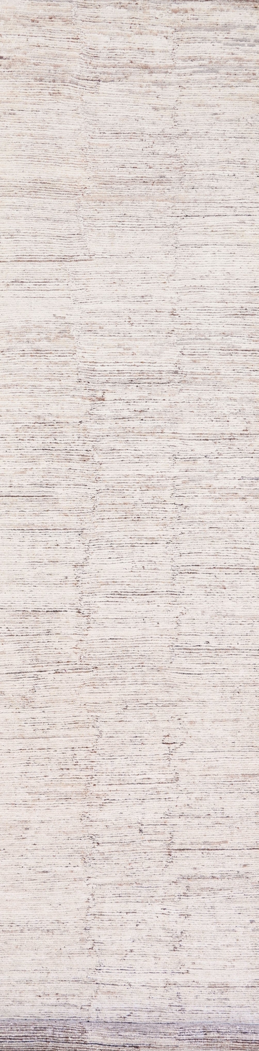 19 Ft Beige Moroccan Runner Rug - Hand Knotted Afghan Hallway Rug