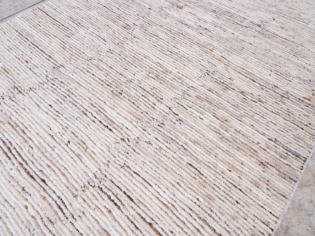 19 Ft Beige Moroccan Runner Rug - Hand Knotted Afghan Hallway Rug