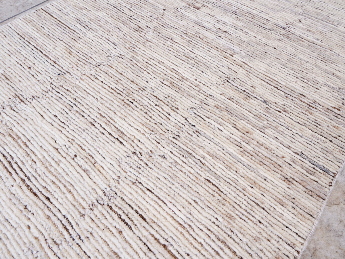 19 Ft Beige Moroccan Runner Rug - Hand Knotted Afghan Hallway Rug