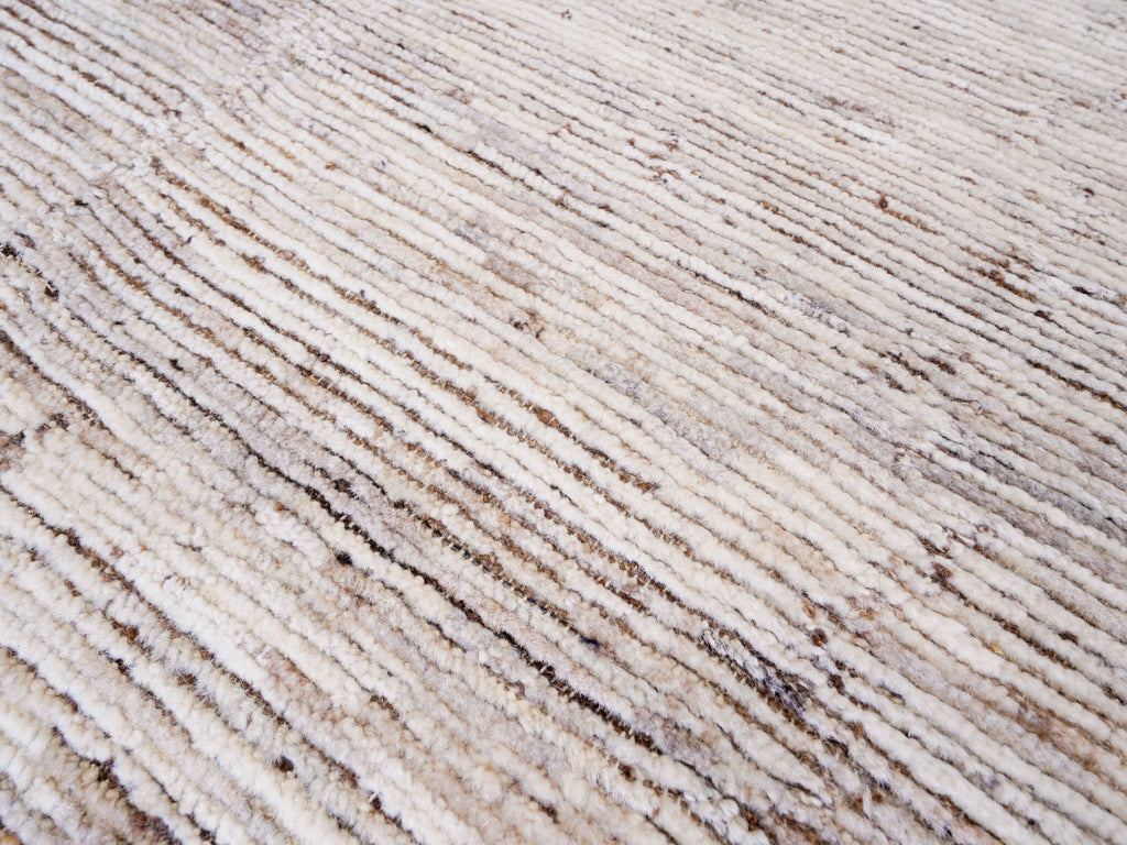 19 Ft Beige Moroccan Runner Rug - Hand Knotted Afghan Hallway Rug