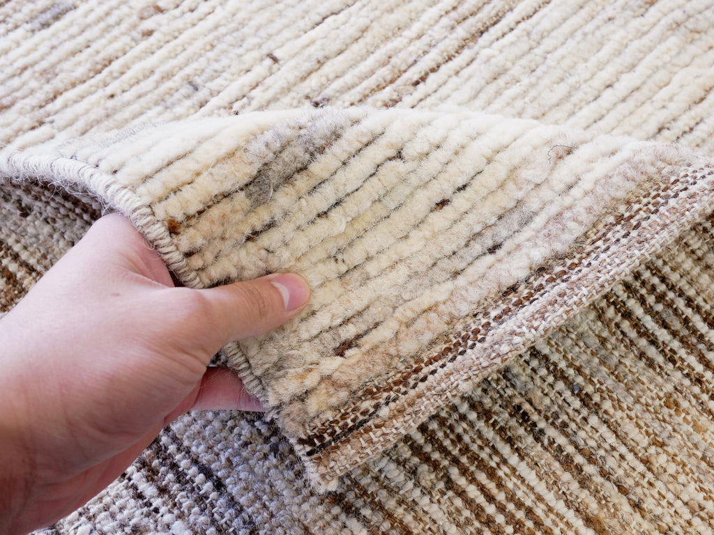 19 Ft Beige Moroccan Runner Rug - Hand Knotted Afghan Hallway Rug