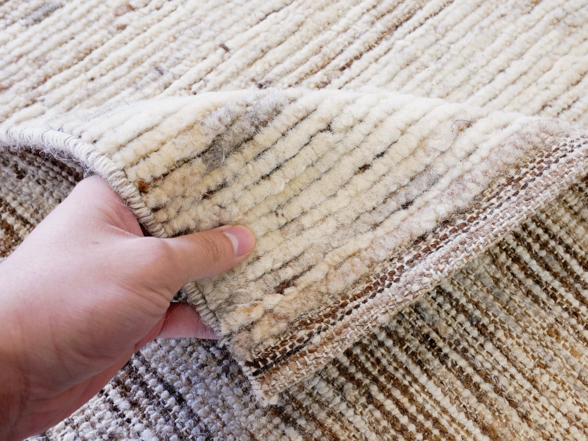 19 Ft Beige Moroccan Runner Rug - Hand Knotted Afghan Hallway Rug