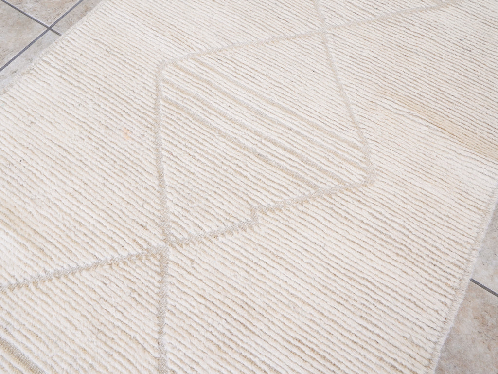 13 Ft Beige Moroccan Runner Rug - Hand Knotted Afghan Rug