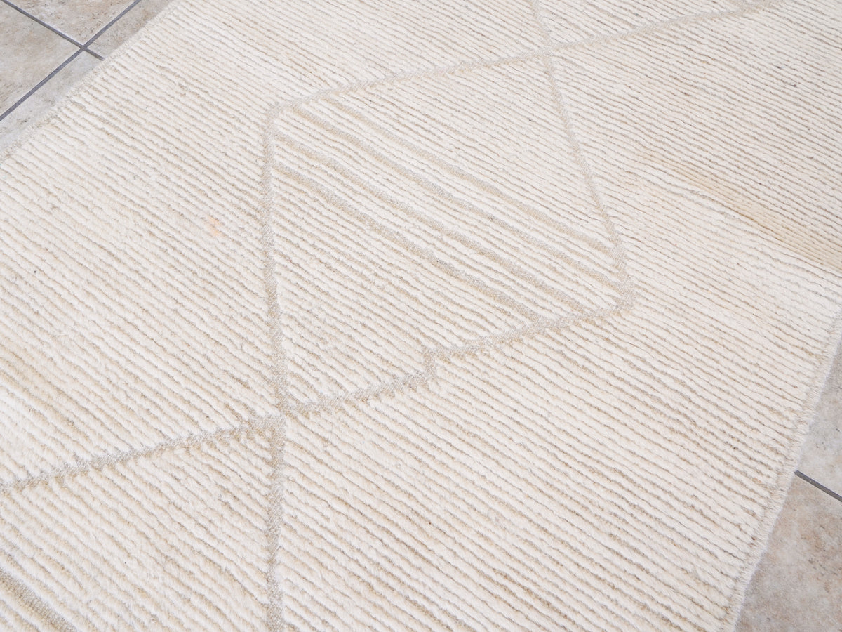 13 Ft Beige Moroccan Runner Rug - Hand Knotted Afghan Rug