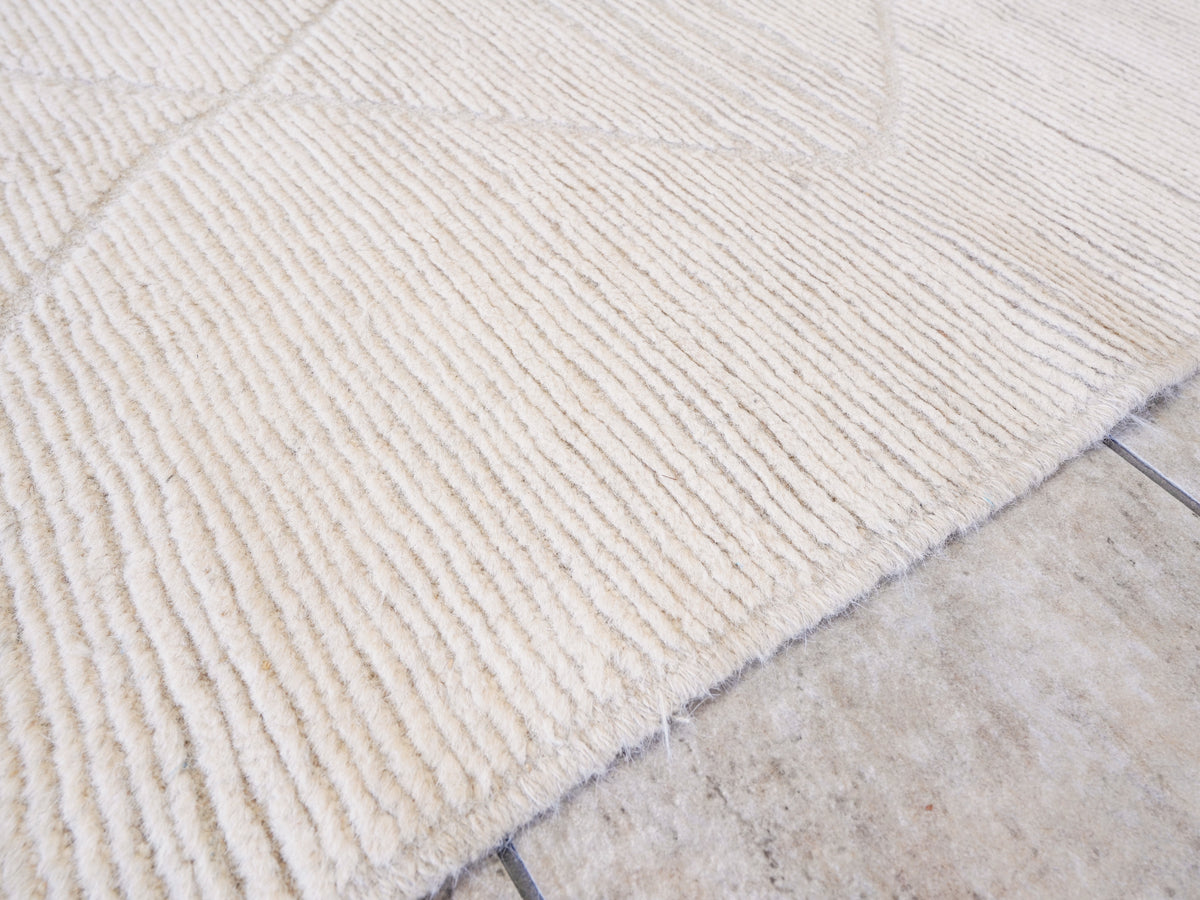 13 Ft Beige Moroccan Runner Rug - Hand Knotted Afghan Rug