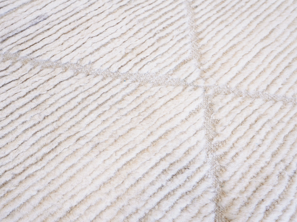 13 Ft Beige Moroccan Runner Rug - Hand Knotted Afghan Rug