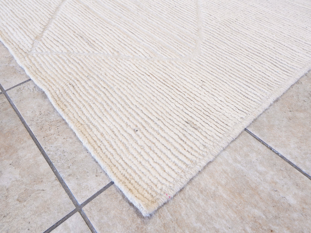 13 Ft Beige Moroccan Runner Rug - Hand Knotted Afghan Rug