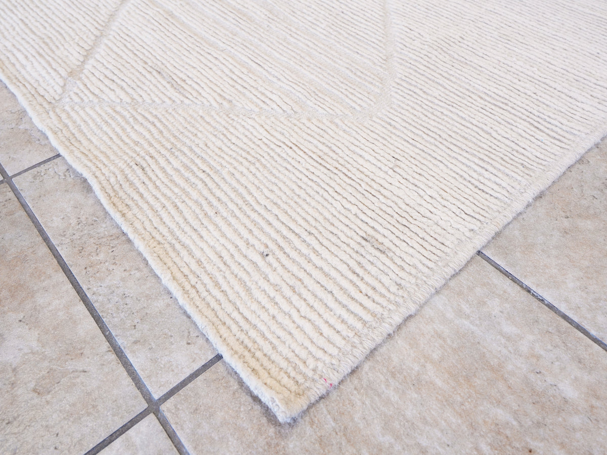 13 Ft Beige Moroccan Runner Rug - Hand Knotted Afghan Rug