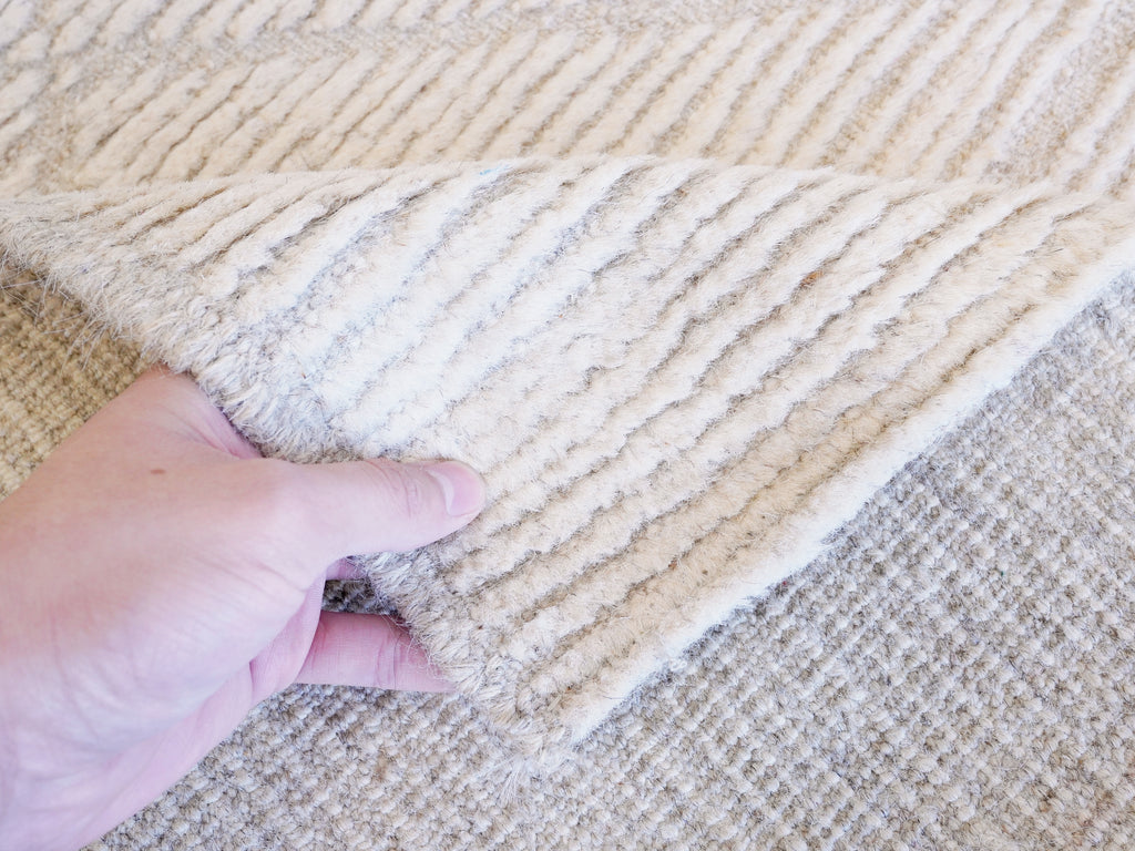 13 Ft Beige Moroccan Runner Rug - Hand Knotted Afghan Rug