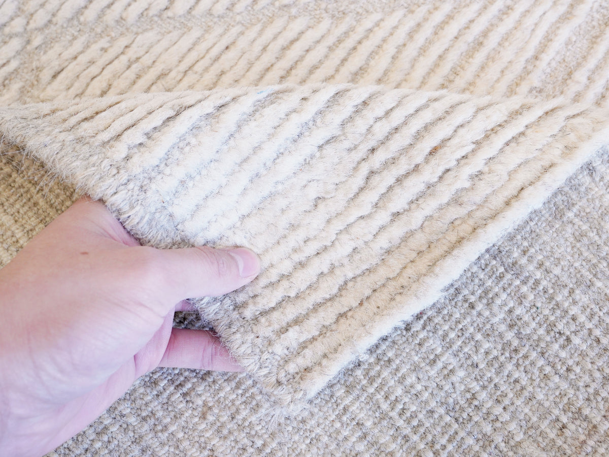 13 Ft Beige Moroccan Runner Rug - Hand Knotted Afghan Rug