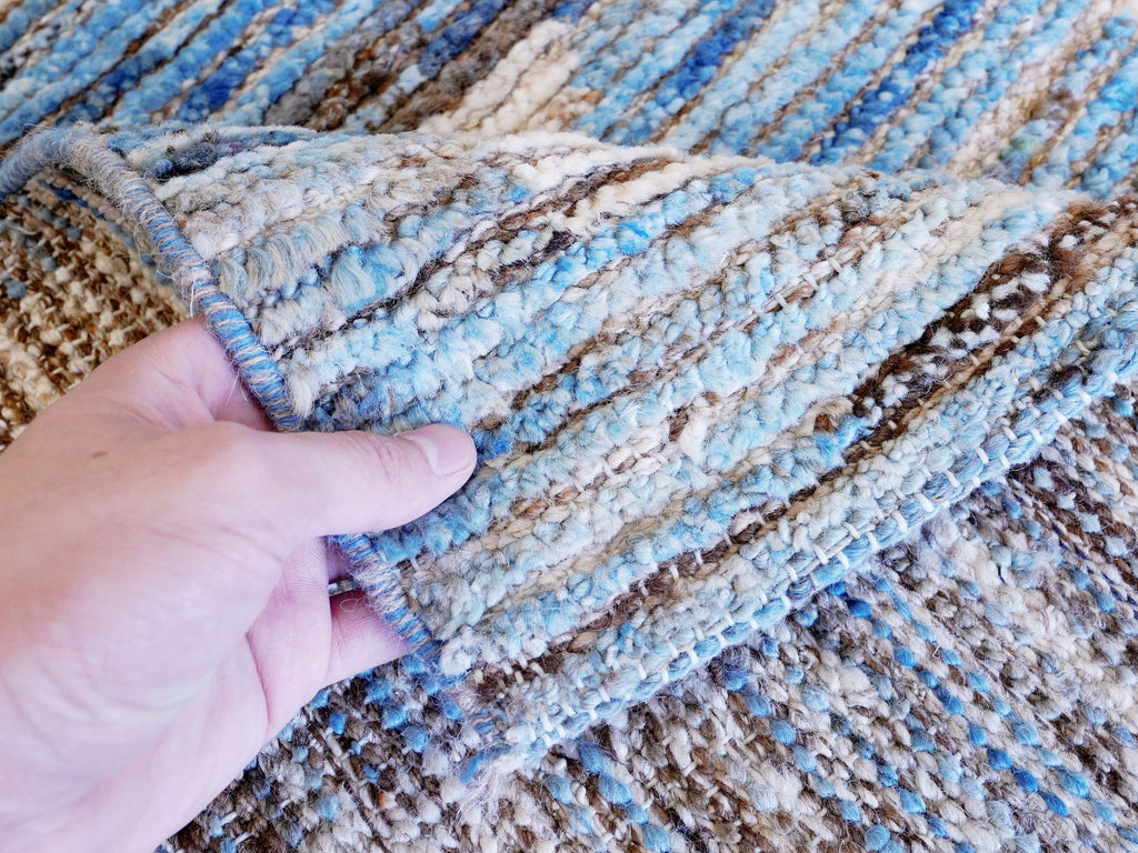12 Ft Blue Moroccan Runner Rug - Hand Knotted Afghan Rug