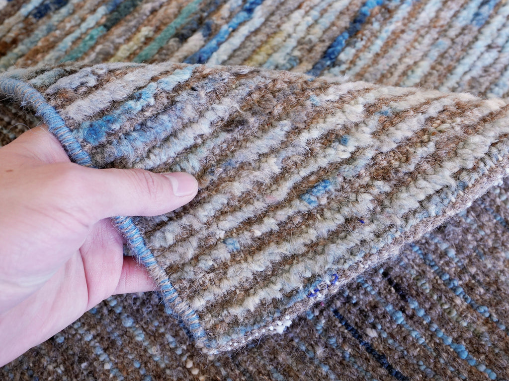 10 Ft Blue Moroccan Runner Rug - Hand Knotted Afghan Rug