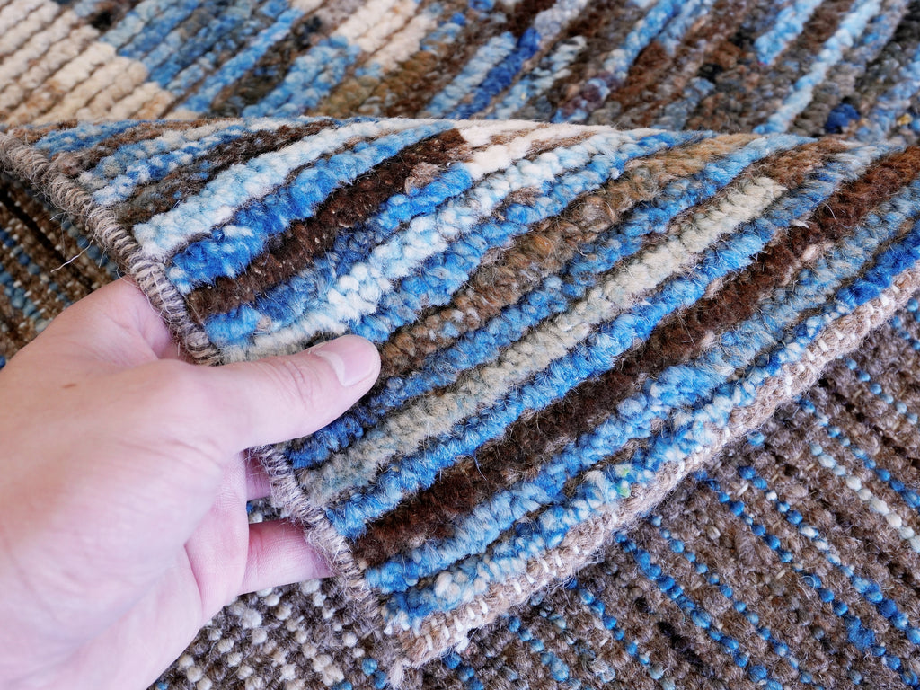 10 Ft Blue Moroccan Runner Rug - Hand Knotted Afghan Rug