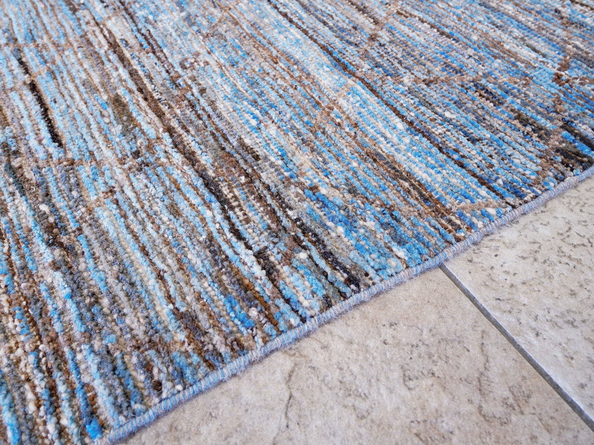 13 Ft Blue Moroccan Runner Rug - Hand Knotted Afghan Rug